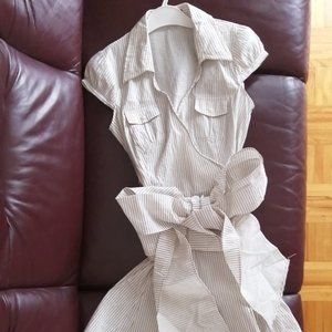 Cute White Dress with stripes